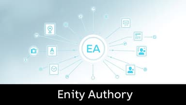 Abstract editorial illustration of a brand entity verified through connected data, citations, and structured data.