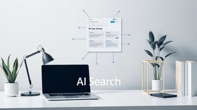 Modern editorial illustration of Perplexity SEO and AI search optimization with cited answer cards and structured content blo