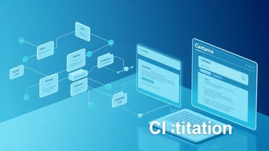 Modern editorial illustration of schema markup and structured data powering AI search citations
