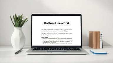 Minimalist editorial image showing a content draft with the main answer highlighted first, representing the BLUF method for S